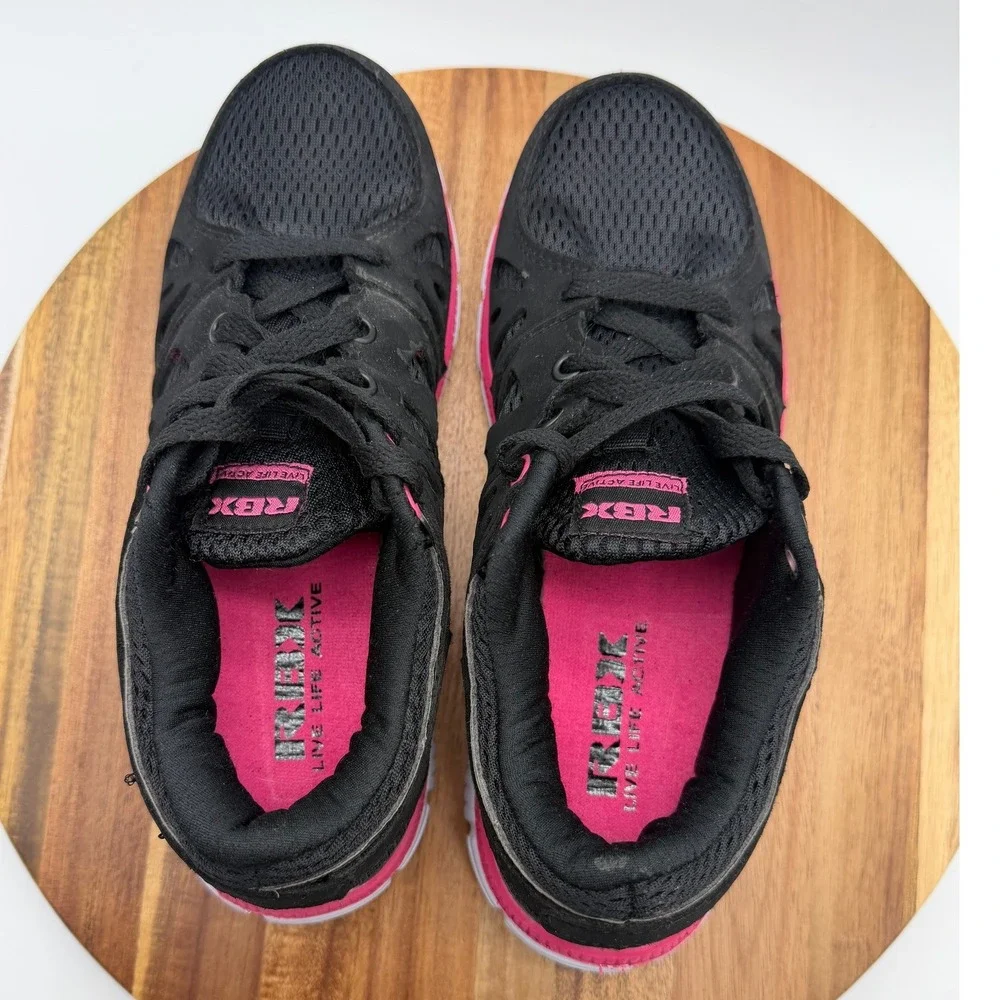 RBX Live Life Active Women's 7 1/2 Running Shoes Black‎ Pink Sneakers 1027